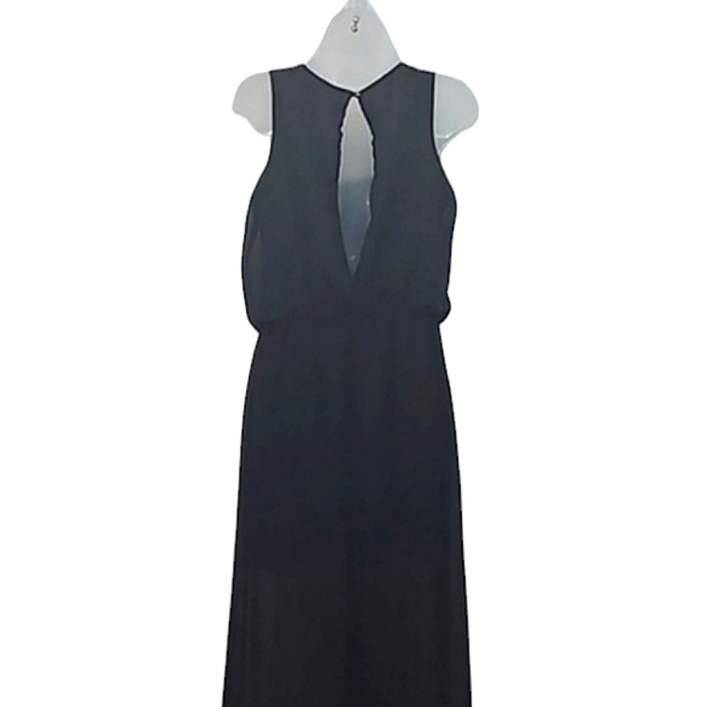 Malloy Maxi Dress Evening Sheer Flowy Skirt Solid Mini Lining Keyhole Back NWT - Picture 5 of 17